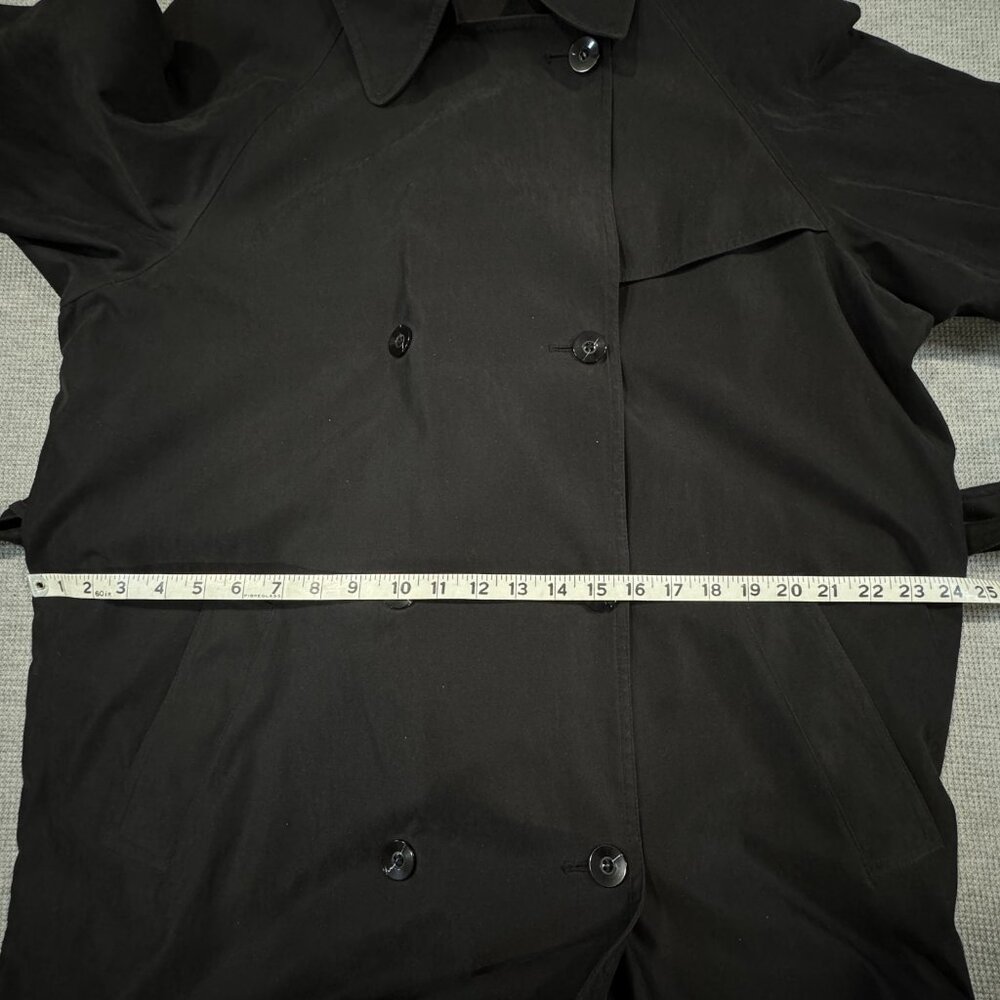 London Fog Trench Coat Womens Sz 14 Double Breasted Black Removable Warmer Lined - Picture 15 of 16